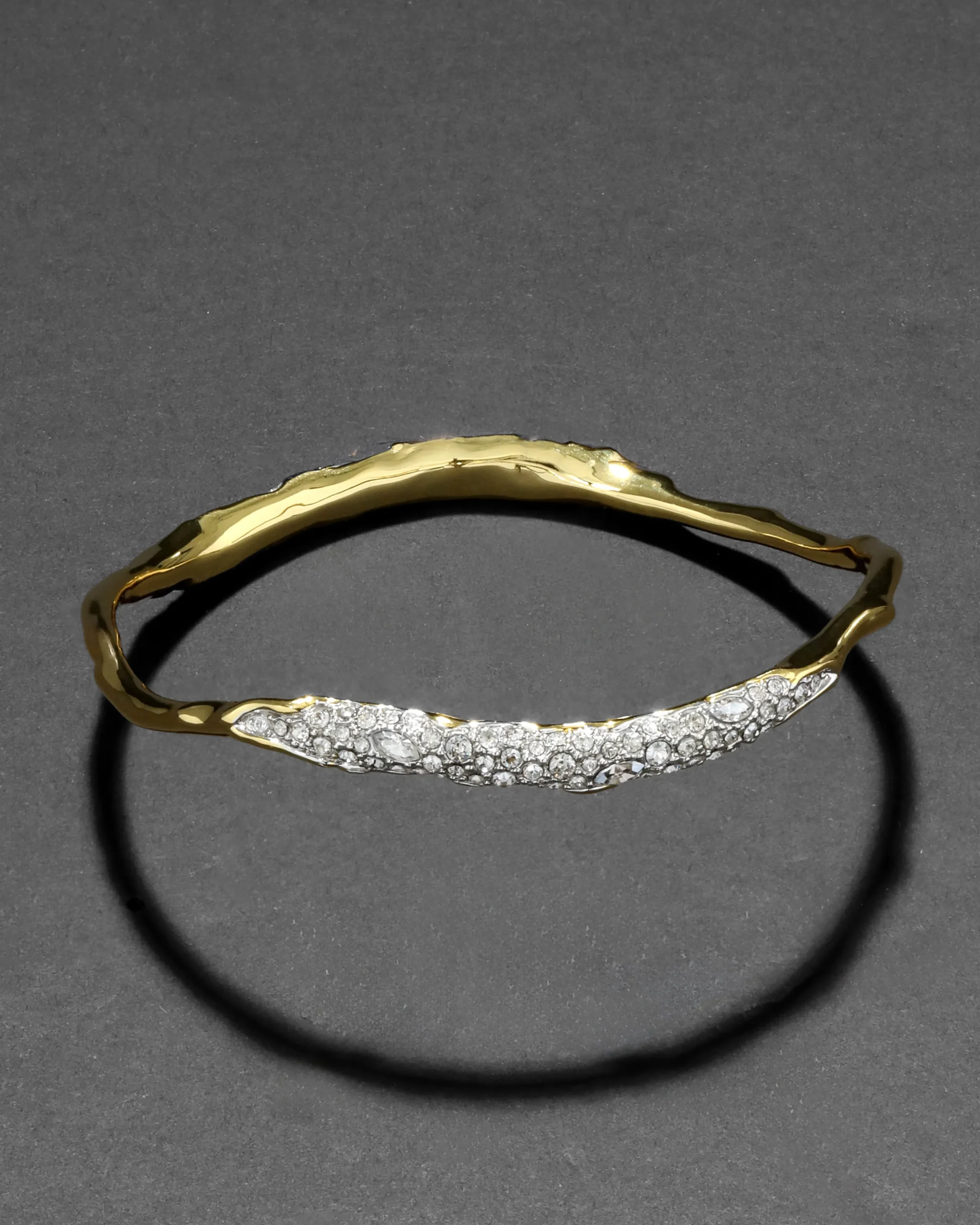 Solanales Gold Crystal Skinny Bangle Bracelet