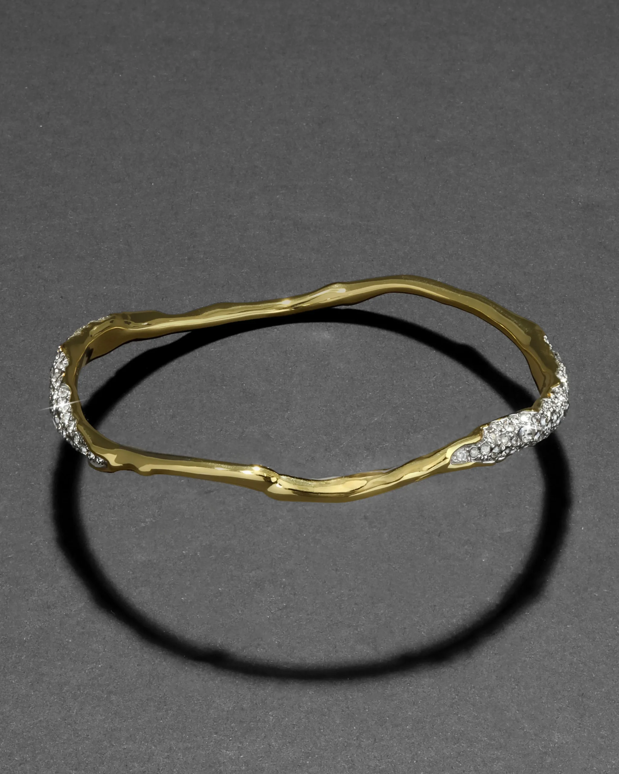 Solanales Gold Crystal Skinny Bangle Bracelet