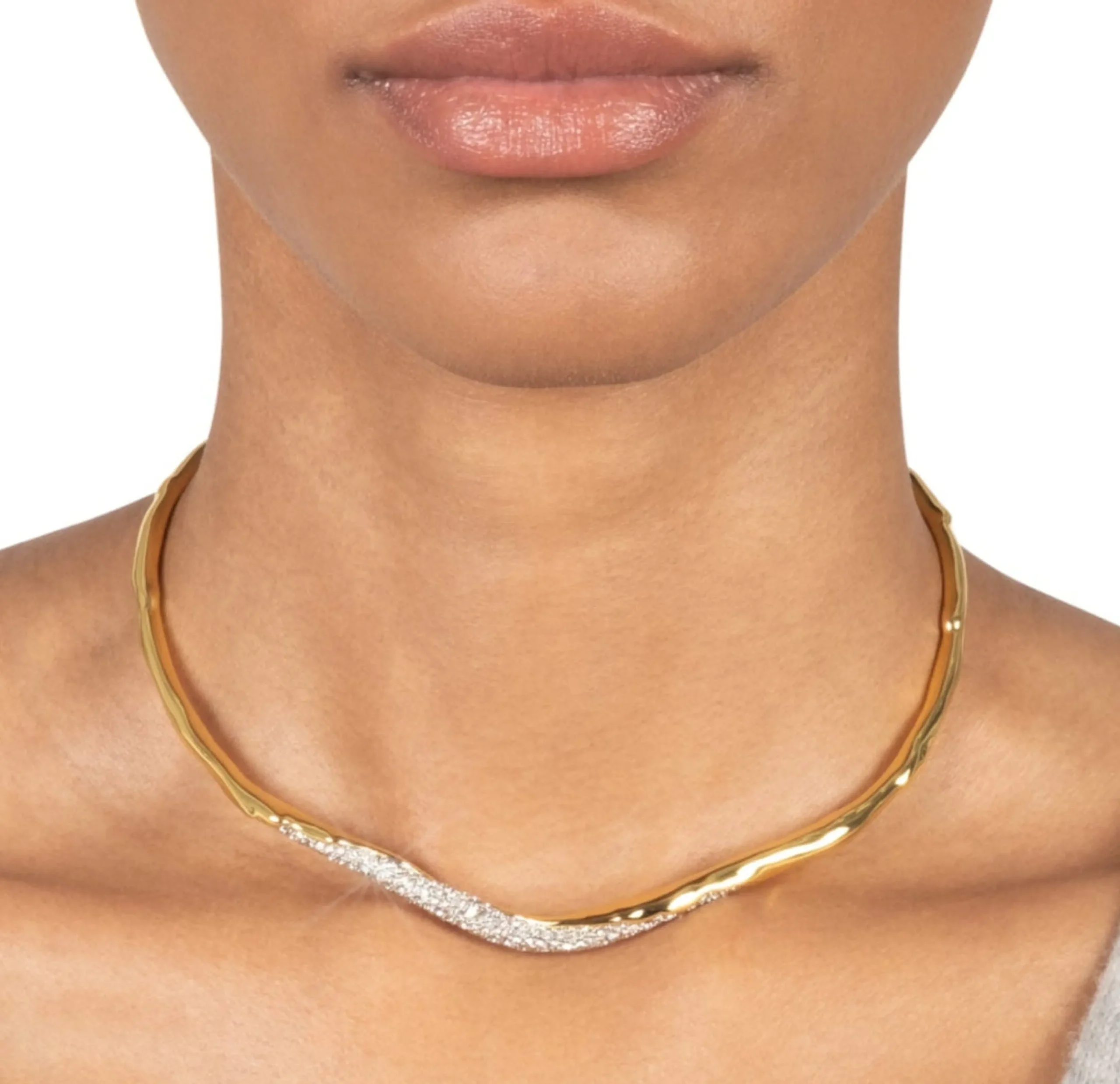 Solanales Gold Crystal Skinny Collar