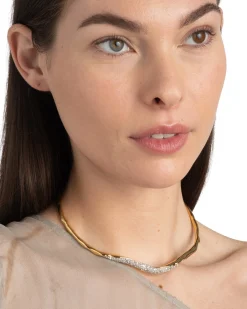 Solanales Gold Crystal Skinny Collar