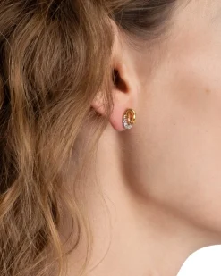 Solanales Gold Crystal Spiral Stud Earring