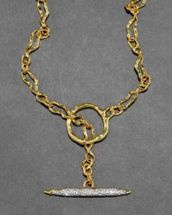 Solanales Gold Crystal Toggle Necklace