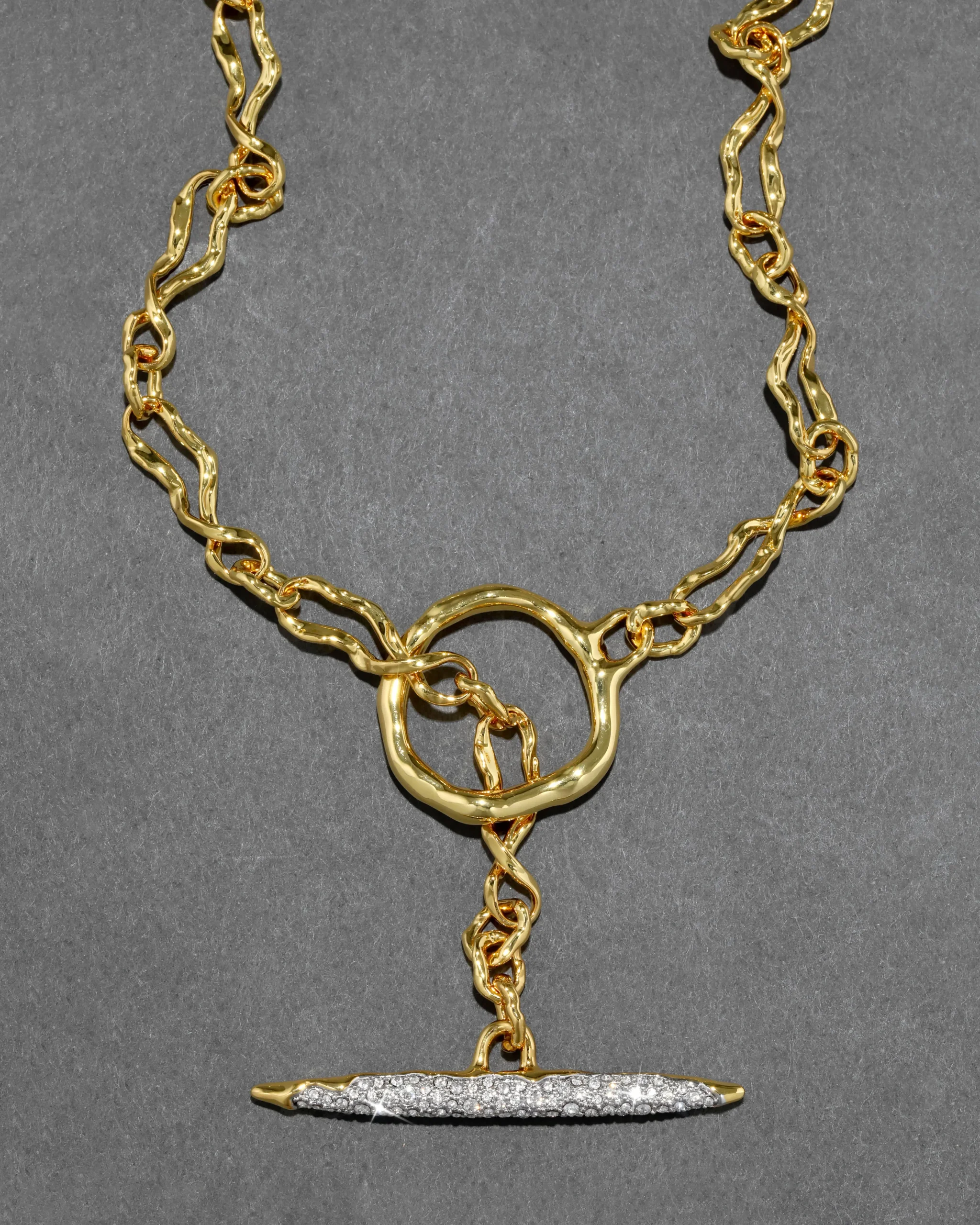 Solanales Gold Crystal Toggle Necklace