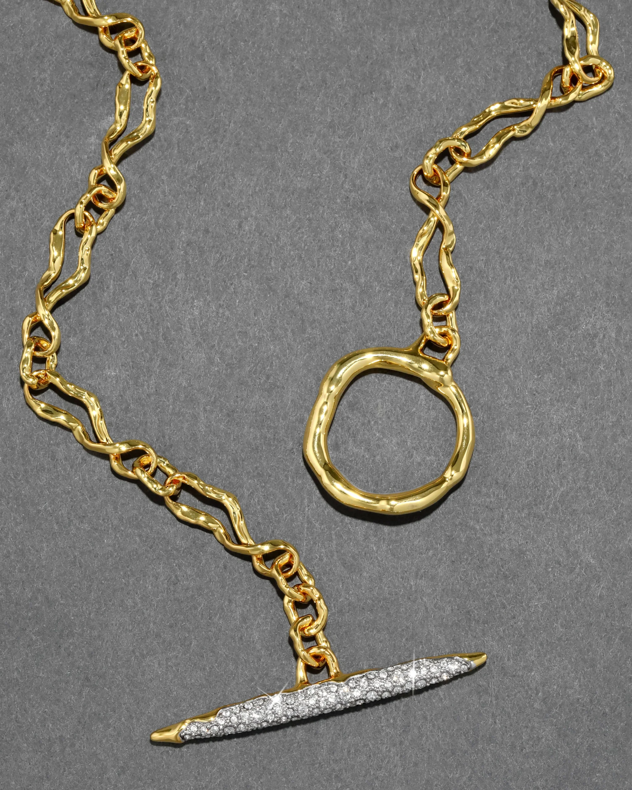 Solanales Gold Crystal Toggle Necklace
