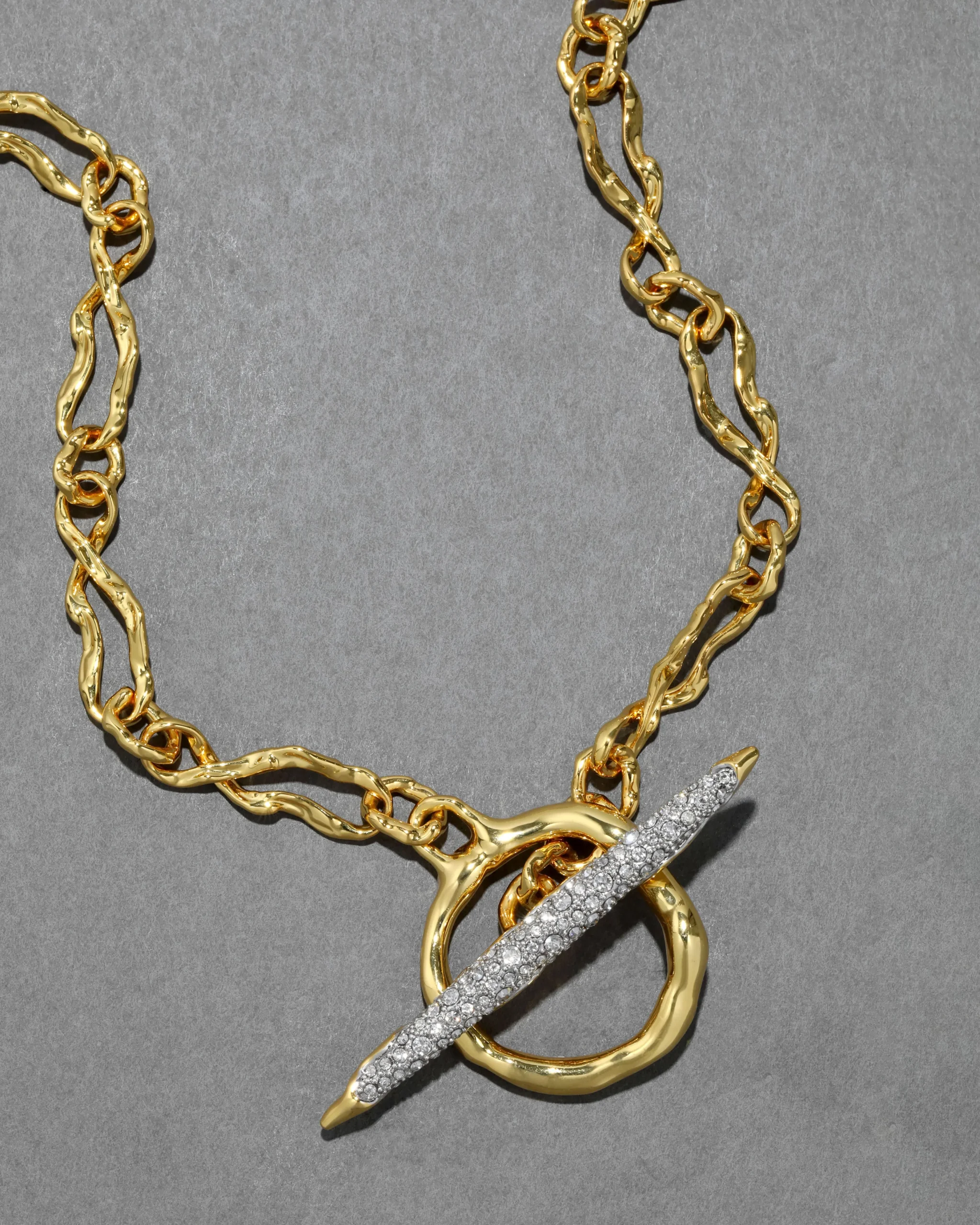 Solanales Gold Crystal Toggle Necklace