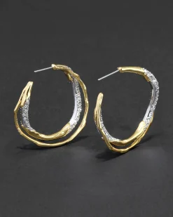 Solanales Gold Crystal Twist Hoop Earring