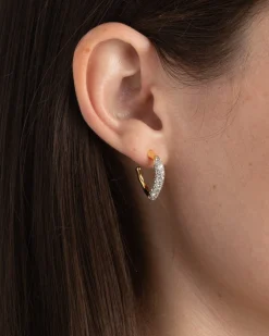 Solanales Gold Crystal Twist Mini Hoop Earring