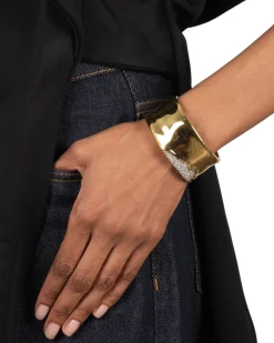 Solanales Gold Crystal Wide Cuff Bracelet