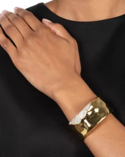Solanales Gold Crystal Wide Cuff Bracelet