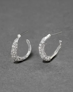 Solanales Silver Crystal Twist Mini Hoop Earring