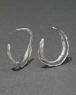 Solanales Silver Crystal Twist Hoop Earring