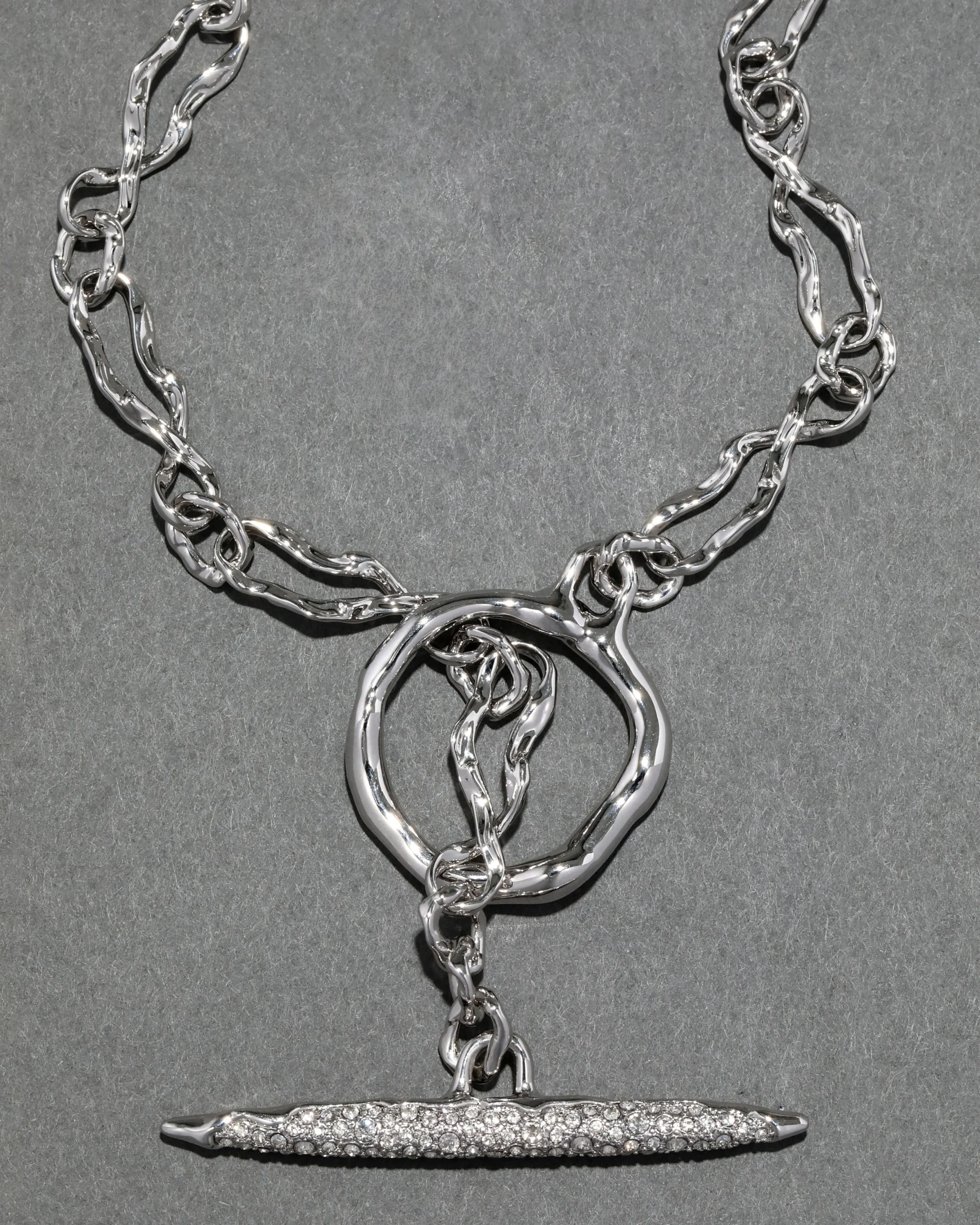 Solanales Silver Crystal Toggle Necklace