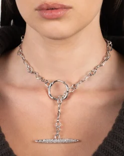 Solanales Silver Crystal Toggle Necklace
