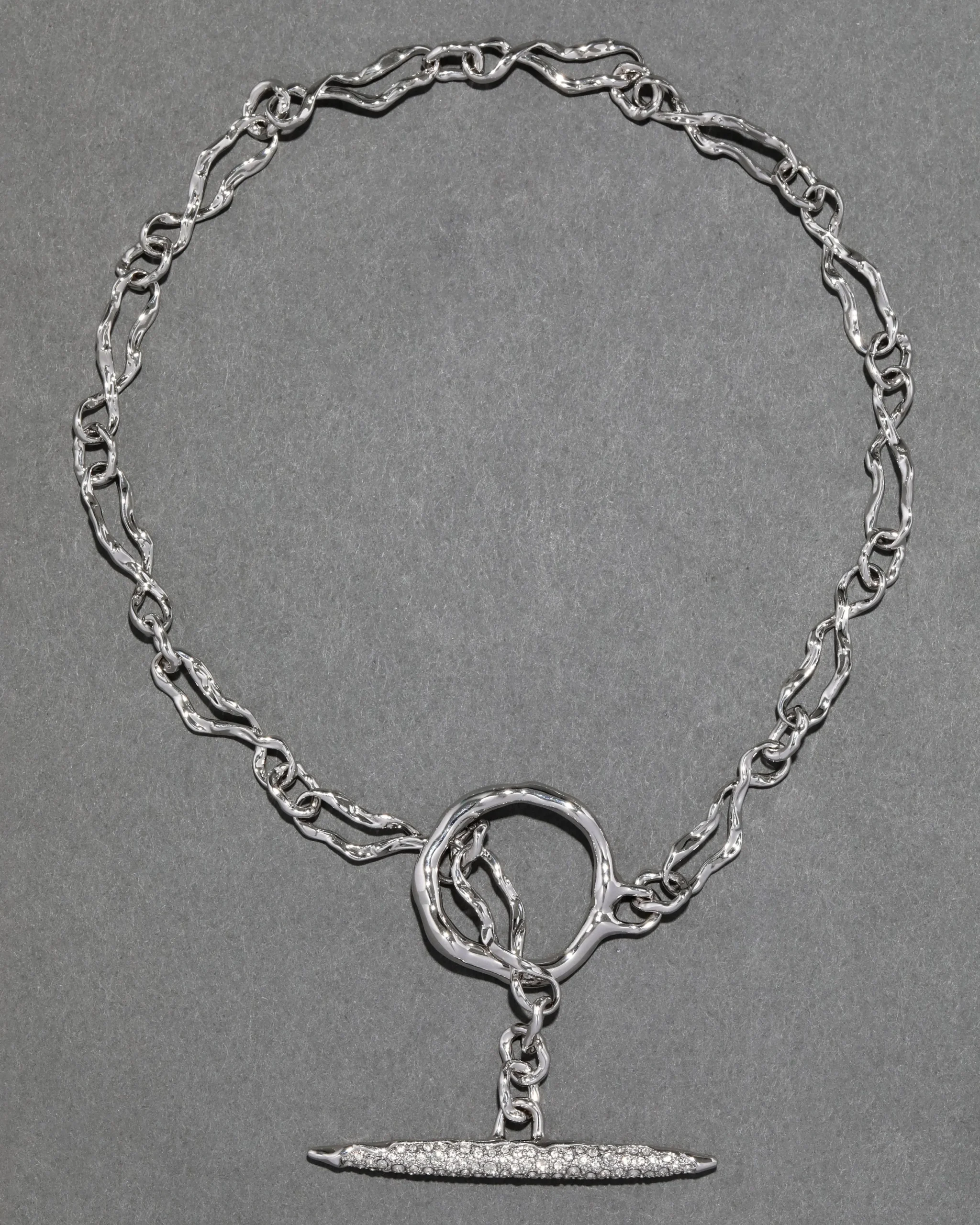 Solanales Silver Crystal Toggle Necklace