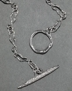 Solanales Silver Crystal Toggle Necklace