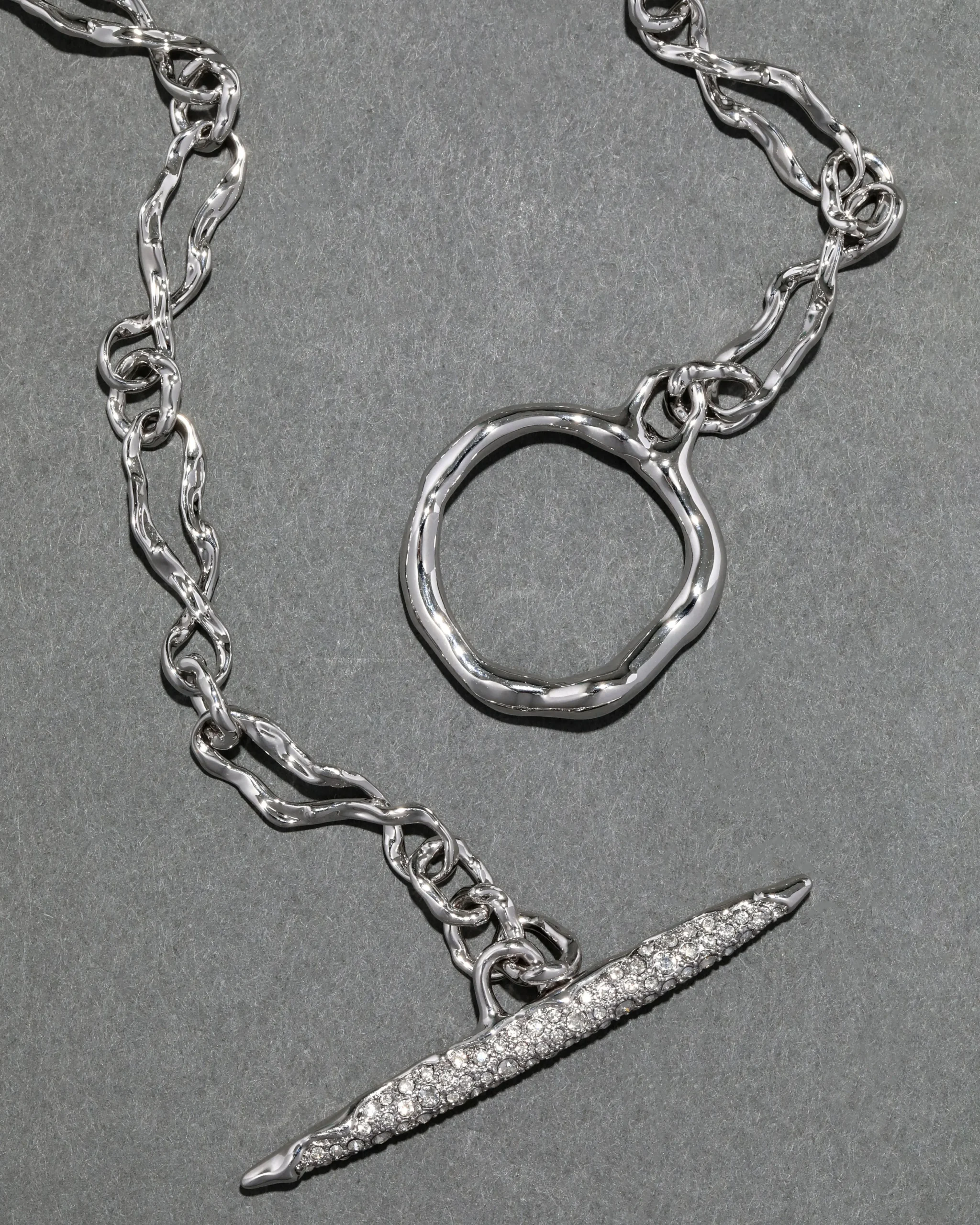 Solanales Silver Crystal Toggle Necklace