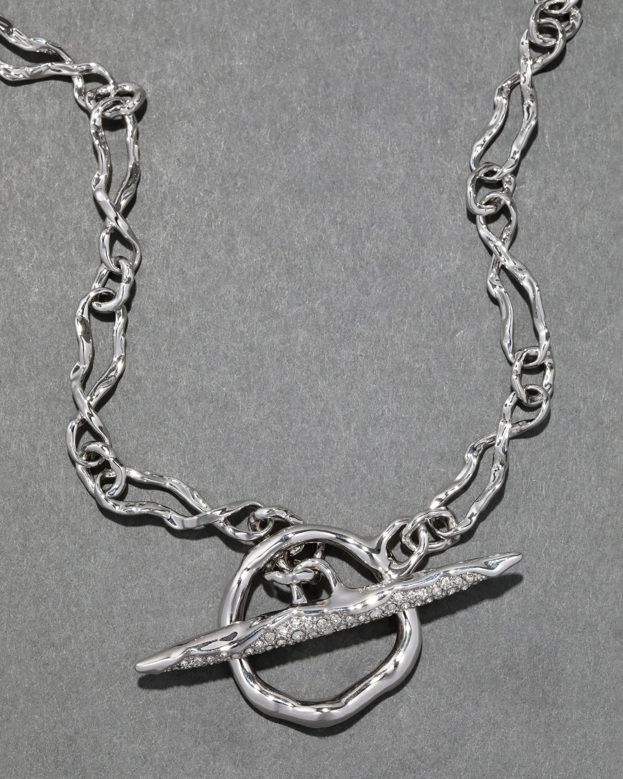 Solanales Silver Crystal Toggle Necklace