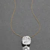 Sterling Silver & 14k Gold Cut Luminous Crystal Drop Pendant Necklace
