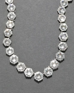 Sterling Silver & 14k Gold Cut Luminous Crystal Small Riviera Necklace
