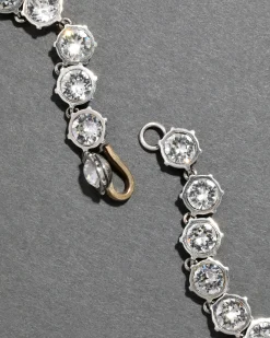 Sterling Silver & 14k Gold Cut Luminous Crystal Small Riviera Necklace