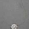 Sterling Silver & 14k Gold Cut Luminous Crystal Cluster Flower Necklace