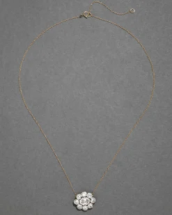 Sterling Silver & 14k Gold Cut Luminous Crystal Cluster Flower Necklace