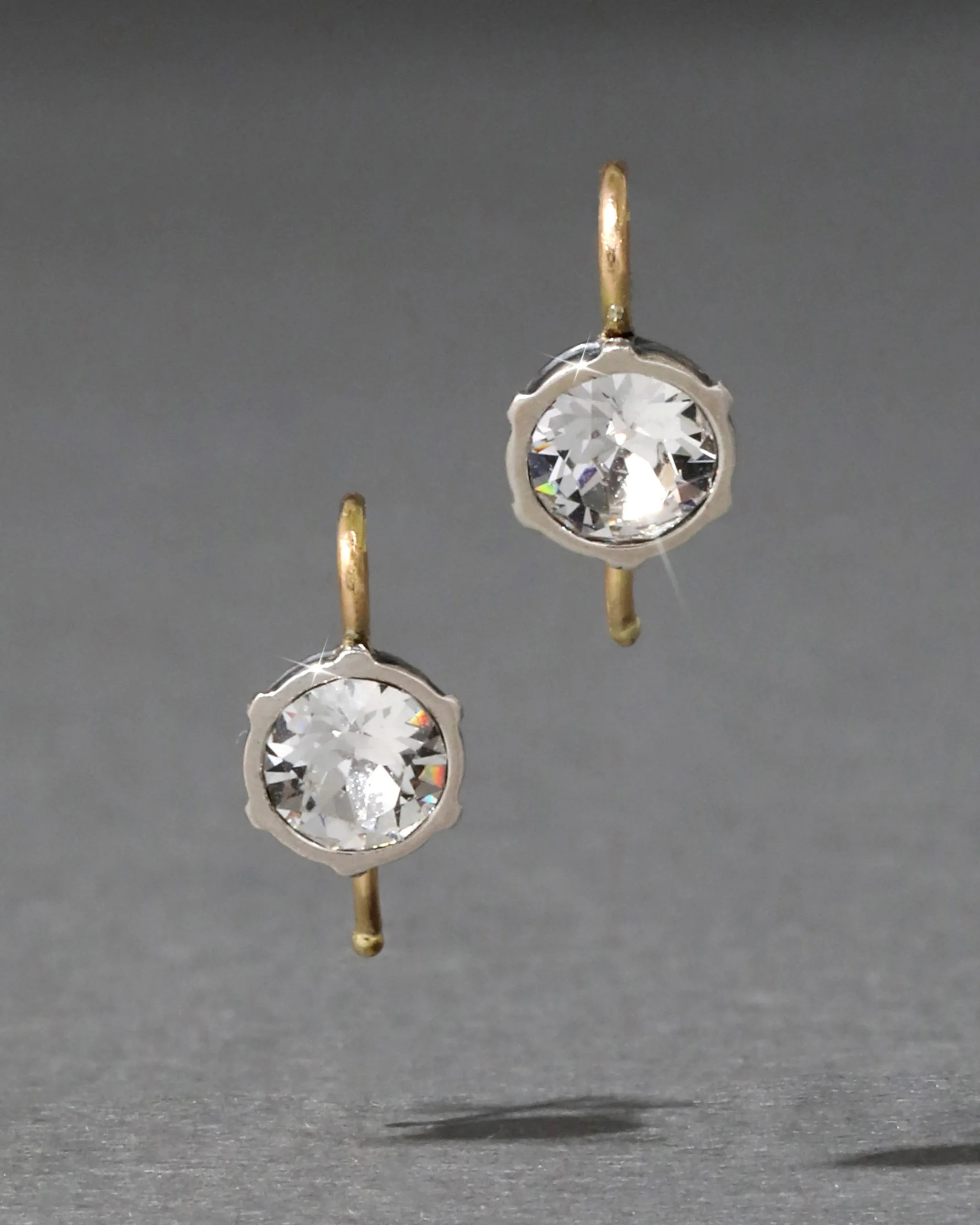 Sterling Silver & 14k Gold Petite Cut Luminous Crystal Wire Earring