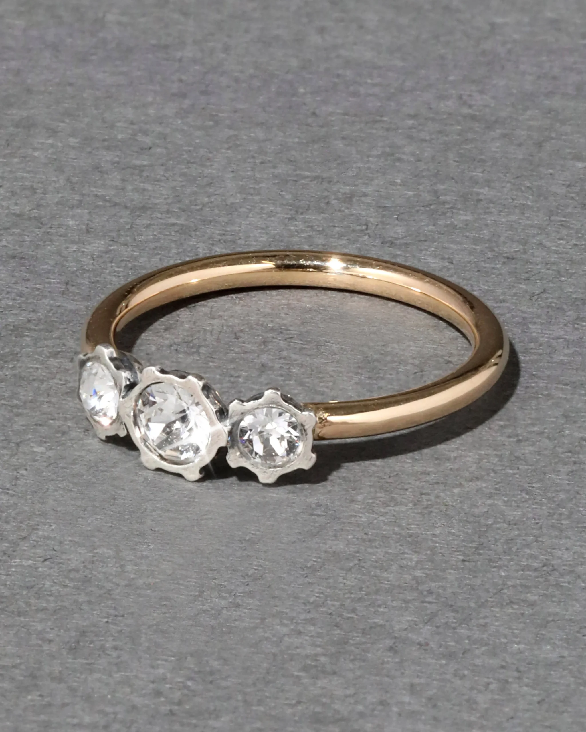 Sterling Silver & 14k Gold Triple Cut Luminous Crystal Ring