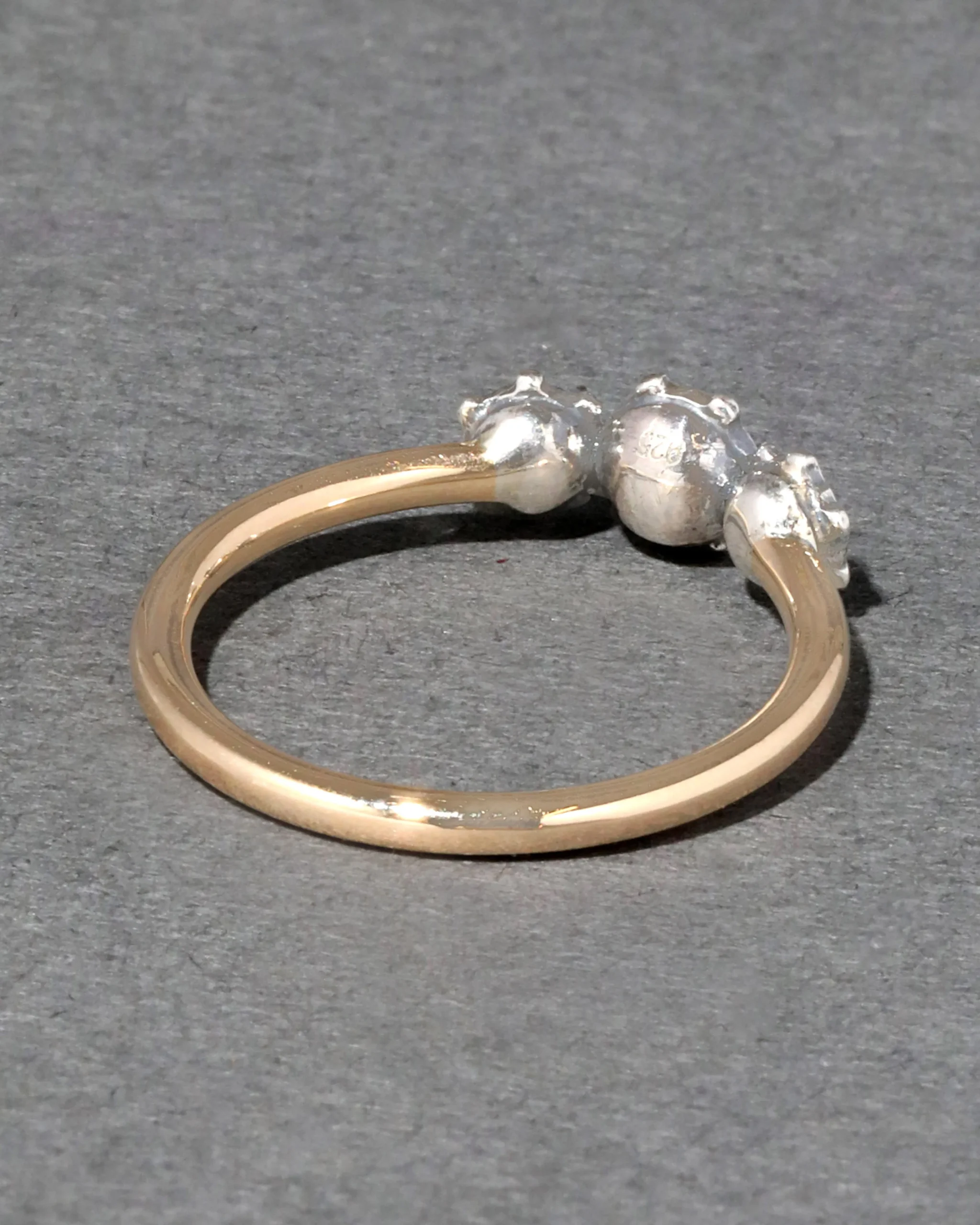 Sterling Silver & 14k Gold Triple Cut Luminous Crystal Ring