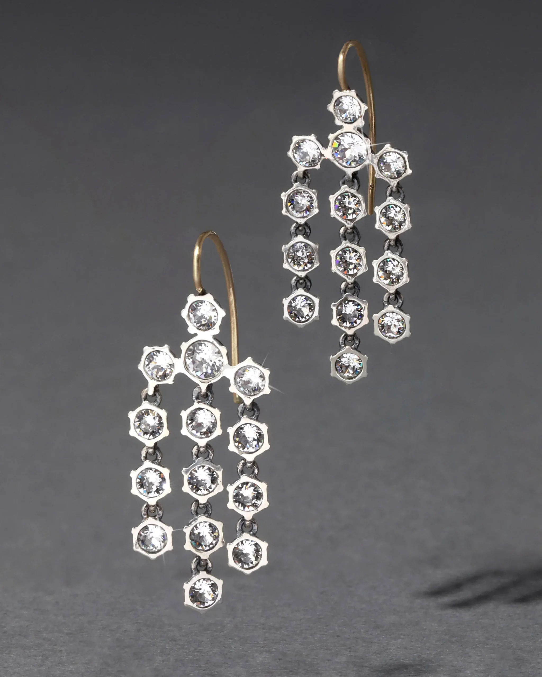 Sterling Silver Cut Luminous Crystal Chandelier Earrings