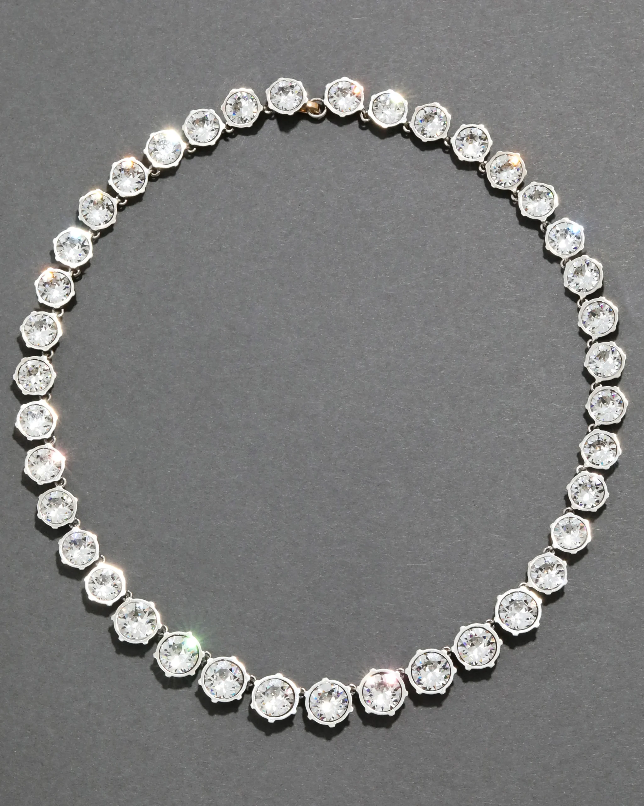 Sterling Silver Round Cut Luminous Crystal Riviera Necklace