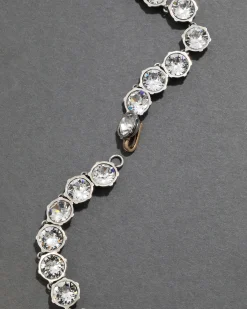 Sterling Silver Round Cut Luminous Crystal Riviera Necklace