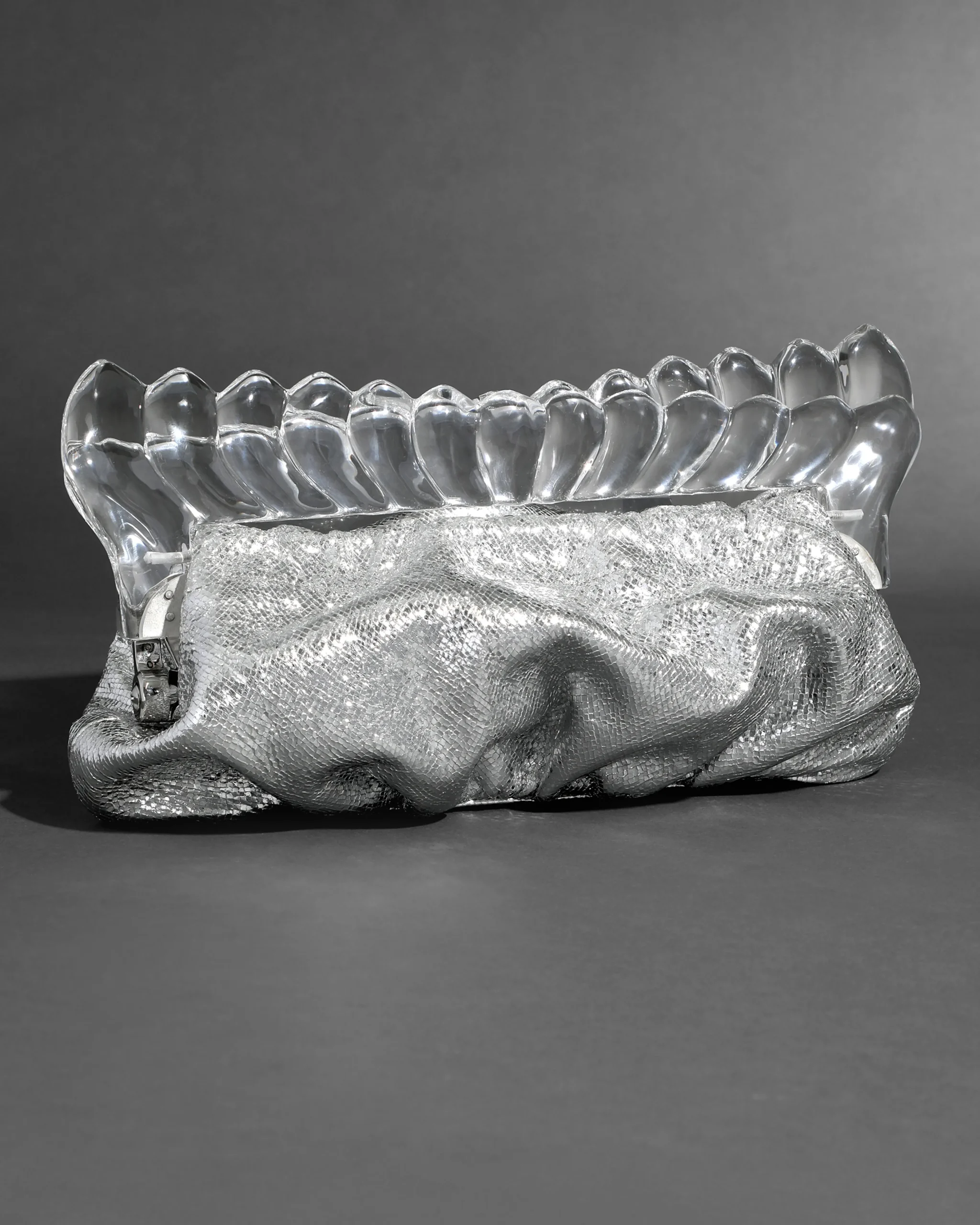 The Pouf Clutch- Silver