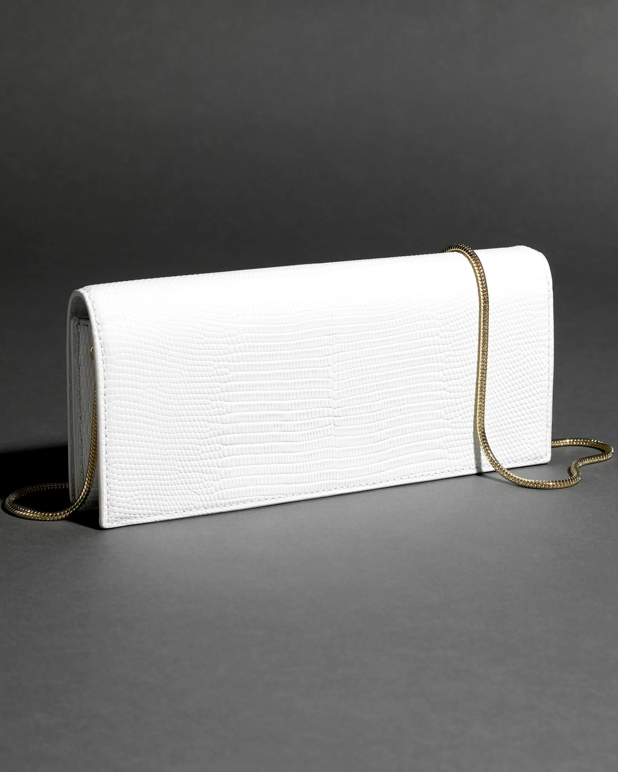 Twisted Gold Side Handle Clutch Purse- White