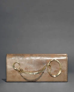 Twisted Gold Side Handle Clutch- Antique Gold