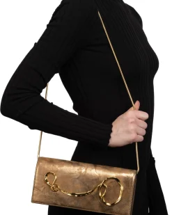 Twisted Gold Side Handle Clutch- Antique Gold