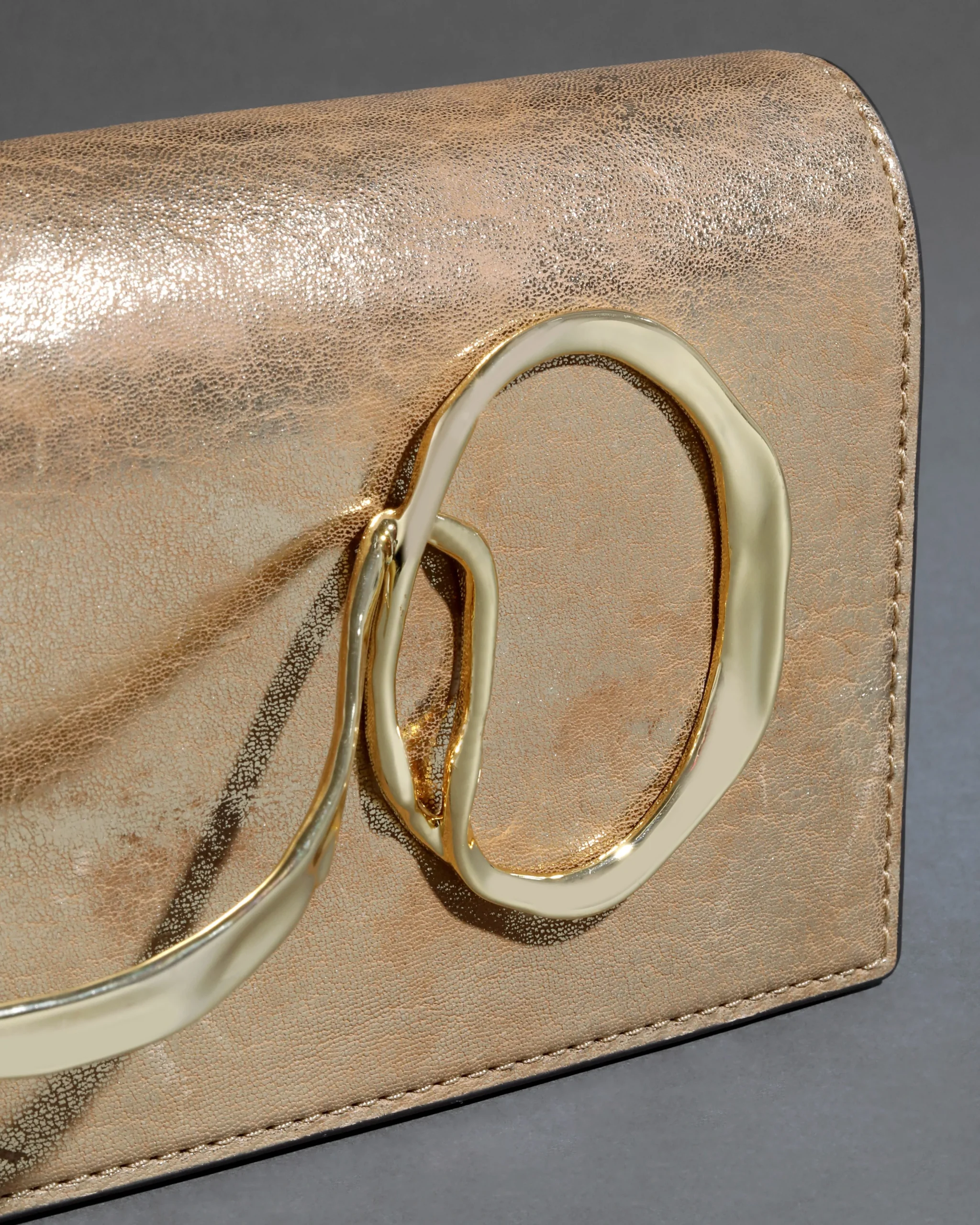 Twisted Gold Side Handle Clutch- Antique Gold