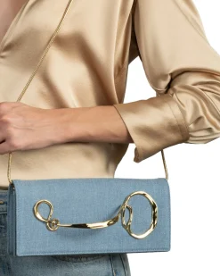 Twisted Gold Side Handle Clutch Purse- Chambray