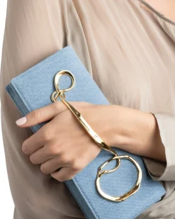 Twisted Gold Side Handle Clutch Purse- Chambray