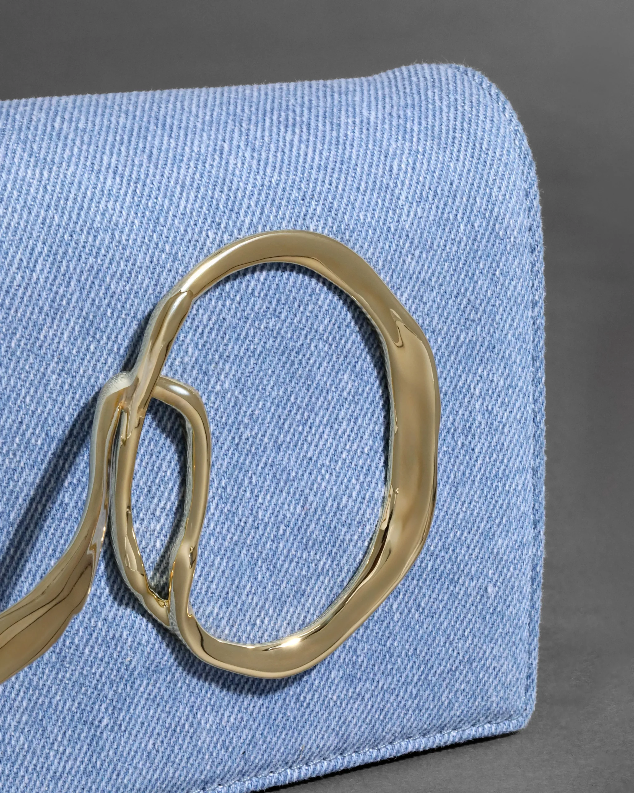 Twisted Gold Side Handle Clutch Purse- Chambray