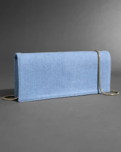 Twisted Gold Side Handle Clutch Purse- Chambray