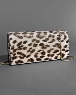 Twisted Gold Side Handle Clutch Purse- Metallic Leopard