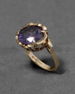 Vintage 1970s 10k Gold & Alexandrite Brutalist Ring