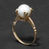 Vintage 1960s 18k Gold & Prong Set Natural Pearl Ring