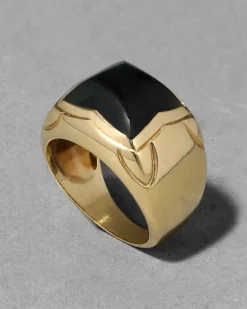 Vintage 1940s 18k Gold & Pyramid Cut Green Tourmaline Band Ring