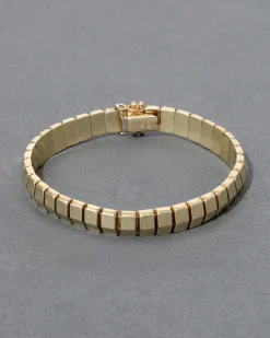 Vintage 1980s 14k Gold Italian Chiclet Bracelet