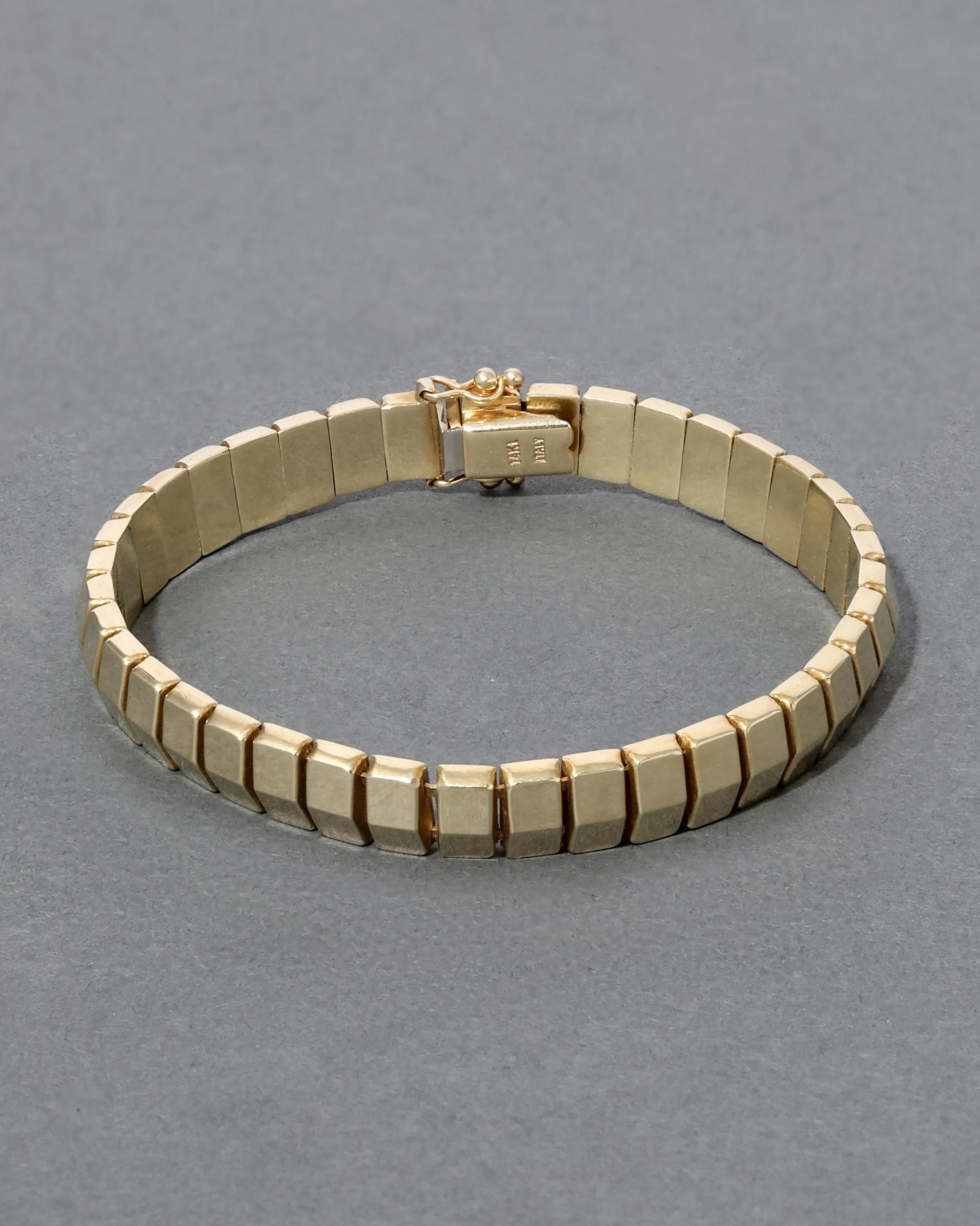 Vintage 1980s 14k Gold Italian Chiclet Bracelet