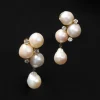 Vintage 1950s 14k Gold Pearl and Diamond Cluster Clip Earring