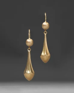 Vintage 1950s 18k Gold Spear Leverback Earring