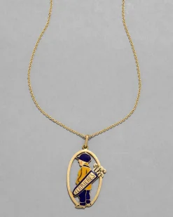 Vintage 1930s 14k Gold with Enamel French Mascot Pendant Necklace